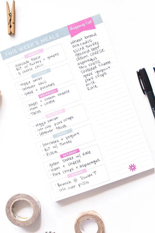 6x9 Magnetic Meal Planning Pad - Pink & Teal - Allure Boutique WY