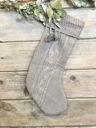 Gray Knit Holiday Stocking