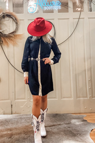 Vintage Black Western Snap Dress