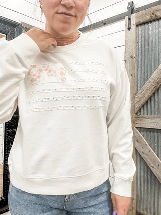 Floral Flag Crew Sweatshirt