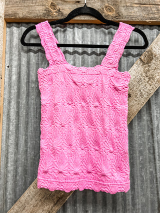 Lace Textured Square Neck Tank