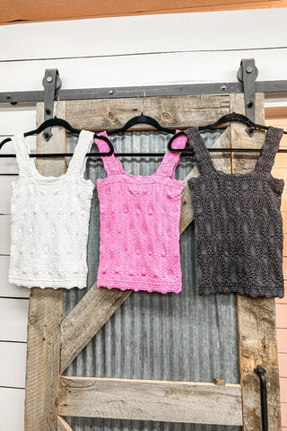 Lace Textured Square Neck Tank