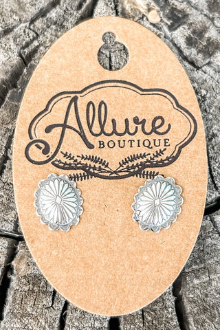 Sterling Silver Oblong Concho Post Earrings
