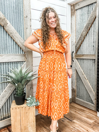 Sleeveless Tiered Dress Orange