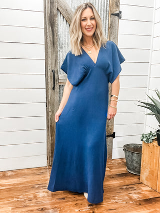 Dolman Sleeve Maxi Dress Navy Blue