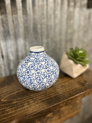 Blue & White Stoneware Bud Vases