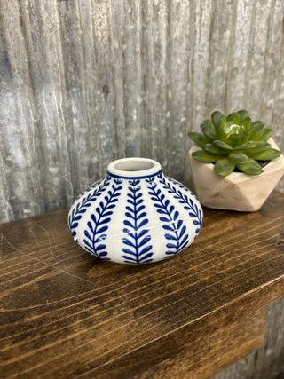 Blue & White Stoneware Bud Vases
