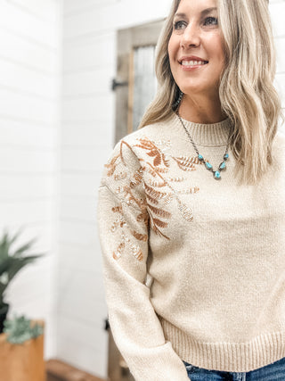 Long Sleeve Mock Neck Sweater with Sequins