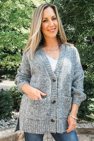 Oversized Puff Sleeve Sweater Cardigan