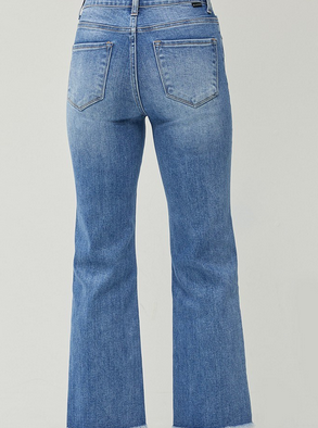 High Rise Front Seam with Slit Straight Leg Jean
