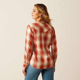 Amara Shirt Peach Plaid - Allure Boutique WY