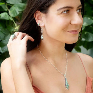Anemone Turquoise + Silver Stud Earrings - Allure Boutique WY