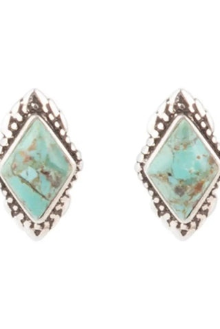 Anemone Turquoise + Silver Stud Earrings - Allure Boutique WY