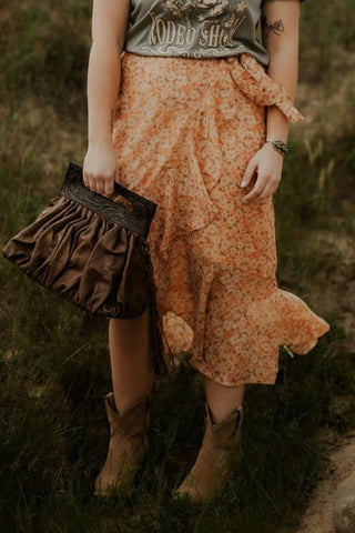 Belted Asymmetrical Ruffle Midi Skirt - Allure Boutique WY