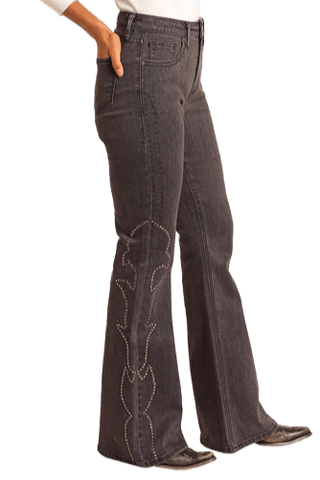 Black Studded High Rise Flare Jean - Allure Boutique WY