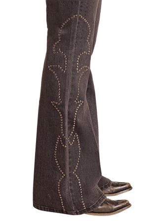 Black Studded High Rise Flare Jean - Allure Boutique WY