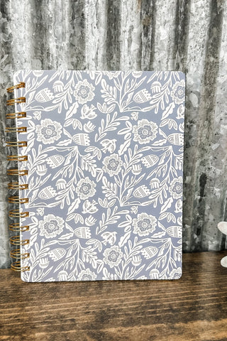 Blue Folk Floral Spiral Notebook - Allure Boutique WY