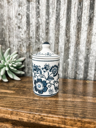 Blue + White Patterned Apothecary Jar - Allure Boutique WY