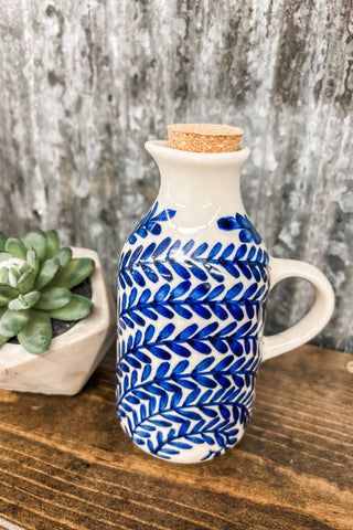 Blue + White Stoneware Cruet - Allure Boutique WY