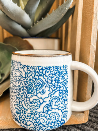 Blue & White Stoneware Mug - Allure Boutique WY
