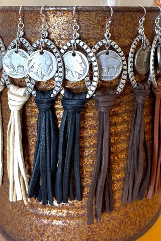 Buffalo Facing Fringe Earrings - Silver Lining - Allure Boutique WY