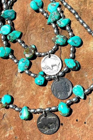 Buffalo Nickel Turquoise Choker - Buffalo Facing - Allure Boutique WY