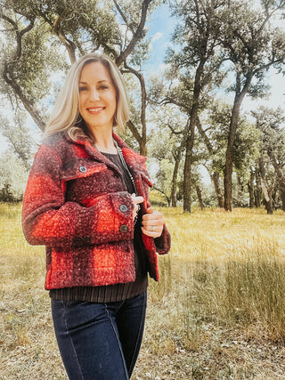Button Down Boxy Shacket red plaid - Allure Boutique WY