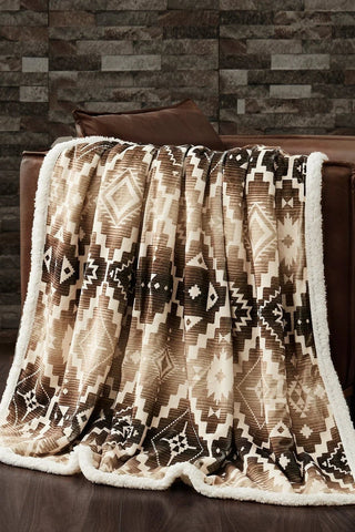 Chalet Aztec Sherpa Throw Blanket 54" x 68" - Allure Boutique WY