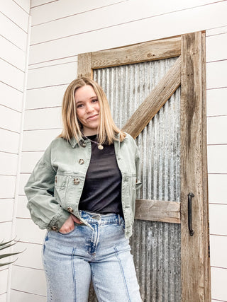 Coastal Denim Shacket Dark Spruce - Allure Boutique WY