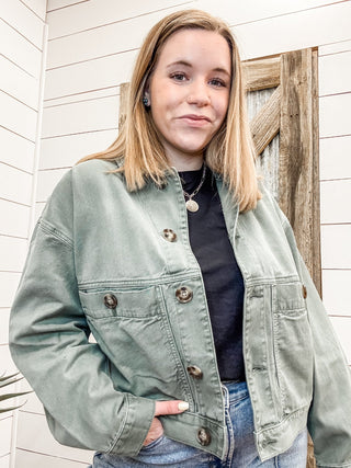 Coastal Denim Shacket Dark Spruce - Allure Boutique WY
