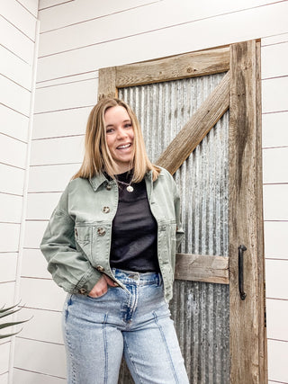 Coastal Denim Shacket Dark Spruce - Allure Boutique WY