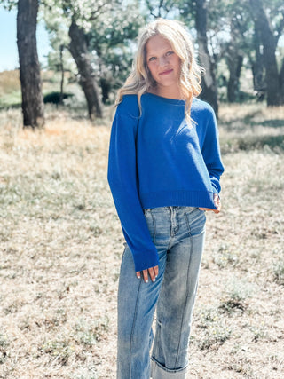 Contrast Bow Tie Back Sweater Top - Allure Boutique WY
