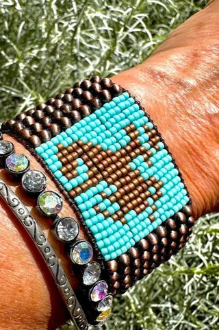 Copper Navajo Pearl Bronc Cuff: Rhinestone Cowgirl - Allure Boutique WY