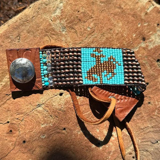 Copper Navajo Pearl Bronc Cuff: Rhinestone Cowgirl - Allure Boutique WY