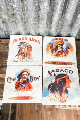 Cowboy & Indian Coaster - Set of 4 - Allure Boutique WY