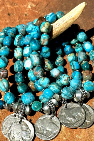 Crazy Lace Agate Bracelet + Buffalo Nickel - Allure Boutique WY