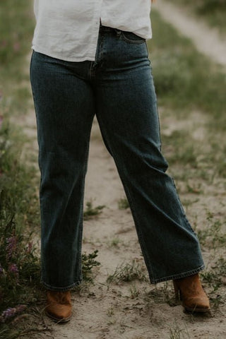 Dark Denim High Rise Retro Straight Jean - Allure Boutique WY