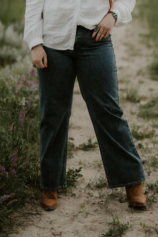 Dark Denim High Rise Retro Straight Jean - Allure Boutique WY
