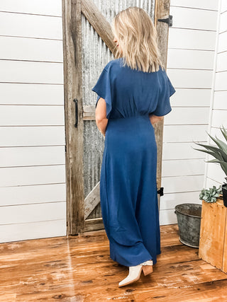 Dolman Sleeve Maxi Dress Navy Blue - Allure Boutique WY