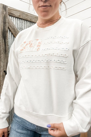 Floral Flag Crew Sweatshirt - Allure Boutique WY