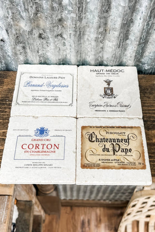 French Wine Label Marble Coasters - Set of 4 - Allure Boutique WY