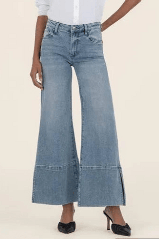 Goldie Mid Rise Super Flare - Wide Hem W/ Slit - Allure Boutique WY