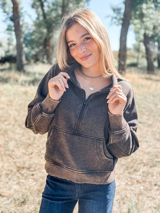 Half Zip Cropped Pullover Fleece - Allure Boutique WY