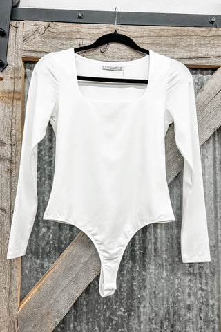 Ivory Long Sleeve Square Neck Bodysuit - Allure Boutique WY