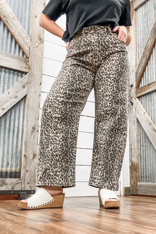Leopard Print Barrel Jean - Allure Boutique WY