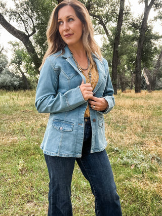 Light Denim Blazer - Allure Boutique WY