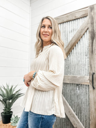 Long Sleeve Blouse with Ruffle Collar - Allure Boutique WY