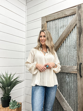 Long Sleeve Blouse with Ruffle Collar - Allure Boutique WY