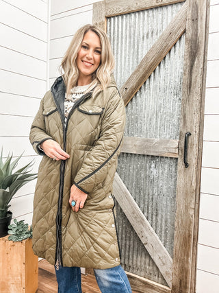 Long Sleeve Puffer Jacket with Hood - Allure Boutique WY