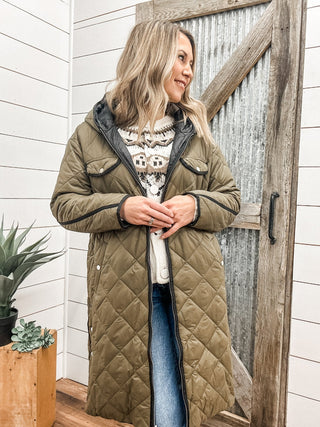 Long Sleeve Puffer Jacket with Hood - Allure Boutique WY